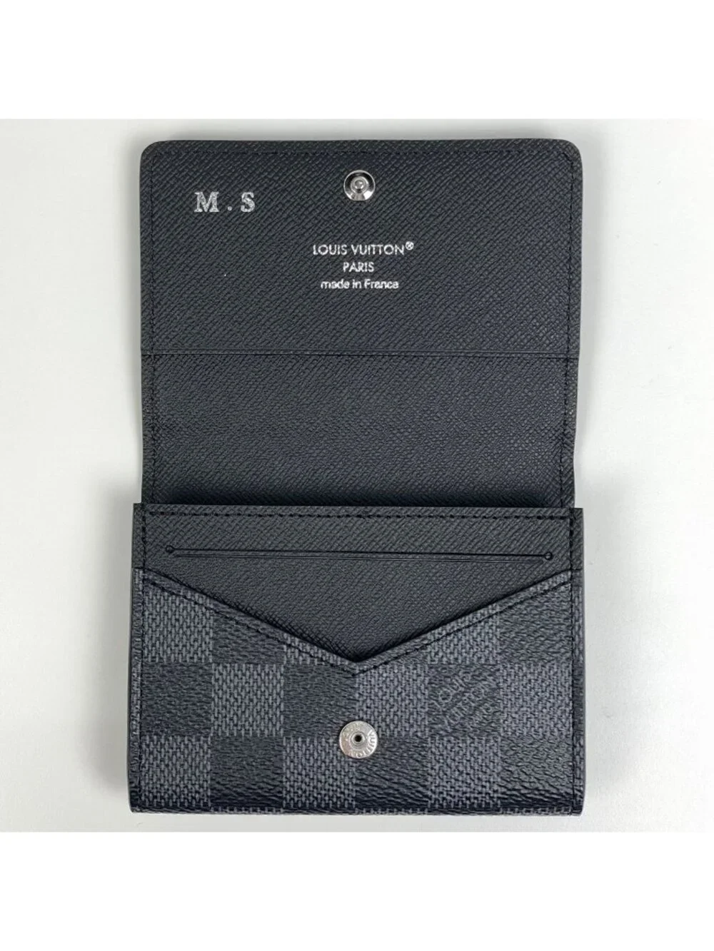 Louis Vuitton Envelope Business Card Holder Case Damier Graphite Black